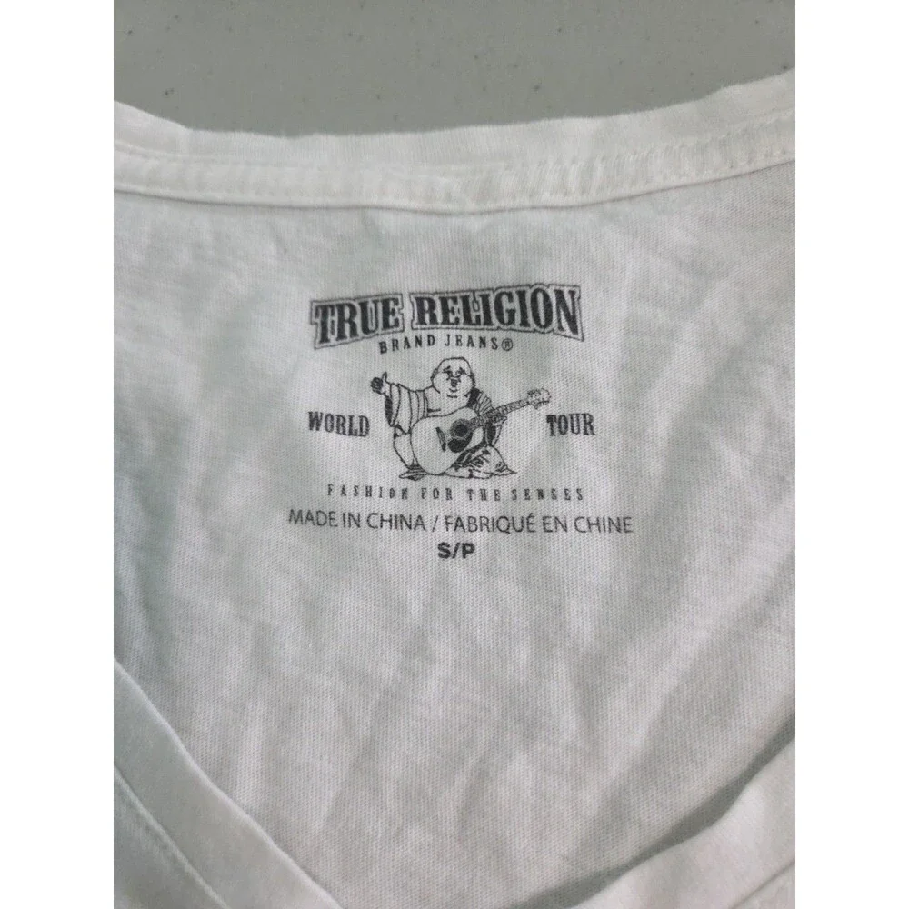 True religion vneck tee t-shirt bling white 2002 logo small
